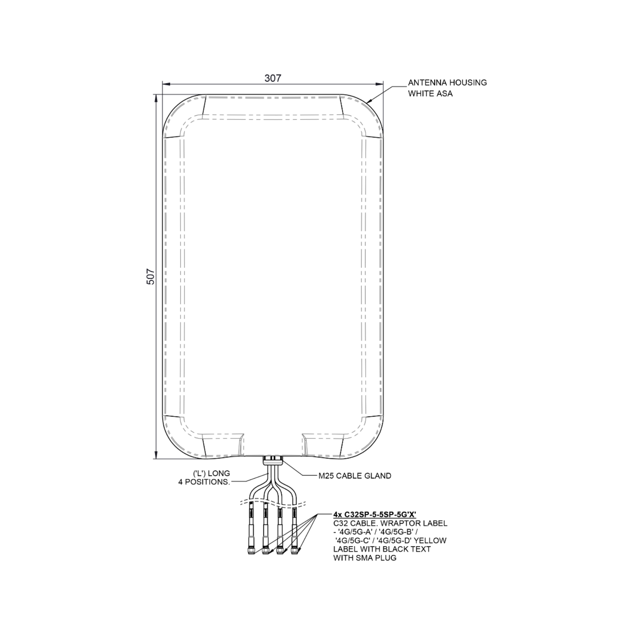 Panorama High-Gain 4x4 MiMo 5G/4G Panel Antenna (SMA, White)